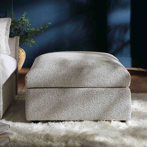 Byron Mist Gray Boucle Pouffe